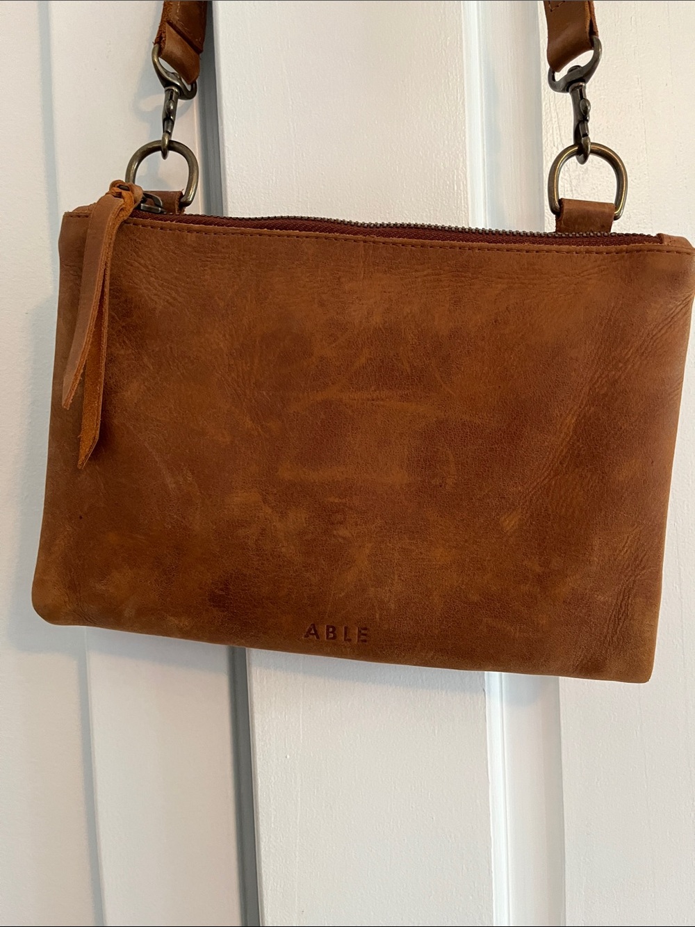 Able Leather Crossbody Bag in Cognac